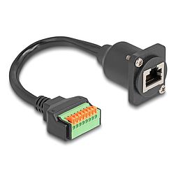 Delock D-típusú kábel RJ45 anya - Terminal Block nyomó gombbal Cat.5e fekete 30 cm (88153)