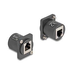 Delock D-típusú Modul RJ12 anya anya csavarokkal fekete (88107)