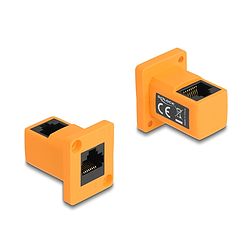 Delock D-típusú Modul RJ45 anya anya 90 fokban hajlított narancssárga (87997)