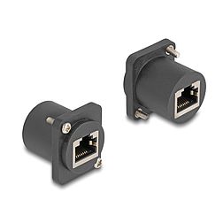 Delock D-típusú Modul RJ45 anya anya csavarokkal fekete (88106)