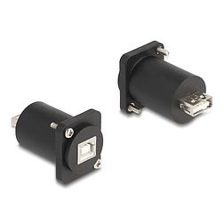 Delock D-típusú Modul USB 2.0 B-típusú hüvely - A-típusú hüvely csavarokkal fekete (88110)