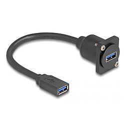Delock D-típusú USB 5 Gbps kábel A-típusú anya A-típusú anya fekete 20 cm (87983)
