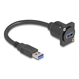 Delock D-típusú USB 5 Gbps kábel A-típusú apa A-típusú anya fekete 20 cm (87967)