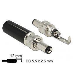 Delock DC csatlakozó apa 5,5 x 2,5 mm dugómérettel és 12,0 mm hosszal (89916)