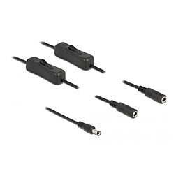 Delock DC kábel 5,5 x 2,1 mm apa 2 db. DC anya kapcsolóval ellátott, 1 m (86794)