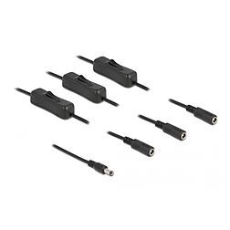 Delock DC kábel 5,5 x 2,1 mm apa 3 db. DC anya kapcsolóval ellátott, 1 m (86795)
