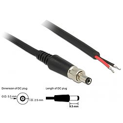 Delock DC tápkábel 5,5 x 2,5 x 9,5 mm, csavarozással nyitható huzalvéggel, 95 cm hosszú (89908)
