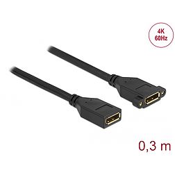 Delock DisplayPort 1.2 kábel csatlakozóhüvellyel - csatlakozóhüvellyel panelrögzítés 4K 60 Hz 30 cm (87099)