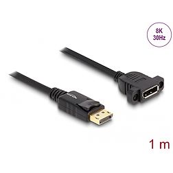 Delock DisplayPort 1.4 kábel 8K 30 Hz apa - anya 1 m panel-csatlakozójú fekete (87825)