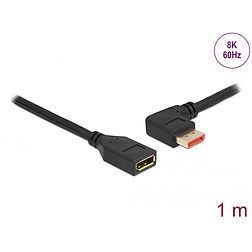 Delock DisplayPort bővítőkábel balra néző csatlakozódugóval - csatlakozóhüvellyel 8K 60 Hz 1 m (87073)