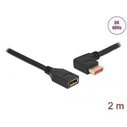 Delock DisplayPort bővítőkábel balra néző csatlakozódugóval - csatlakozóhüvellyel 8K 60 Hz 2 m (87075)