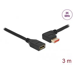 Delock DisplayPort bővítőkábel balra néző csatlakozódugóval - csatlakozóhüvellyel 8K 60 Hz 3 m (87076)