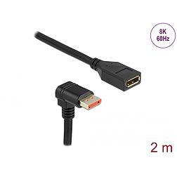 Delock DisplayPort bővítőkábel csatlakozódugóval 90 ívelt lefelé - csatlakozóhüvellyel 8K 60 Hz 2 m (87091)