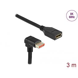 Delock DisplayPort bővítőkábel csatlakozódugóval 90 ívelt lefelé - csatlakozóhüvellyel 8K 60 Hz 3 m (87093)
