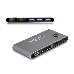Delock DisplayPort KVM 8K 30 Hz kapcsoló USB 5 Gbps (18646)
