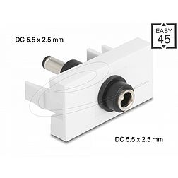 Delock Easy 45 modul DC 5,5 x 2,5 mm anya - DC 5,5 x 2,5 mm apa fehér (90865)