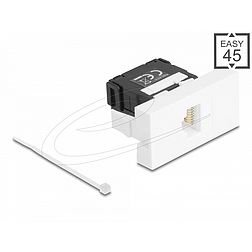 Delock Easy 45 modul RJ45 jack csatlakozó LSA Cat.6A 180 -os szerszámmentes fekete/fehér (90879)