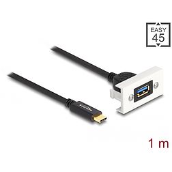 Delock Easy 45 modul SuperSpeed USB 10 Gbps (USB 3.2 Gen 2) A-típusú USB anya - USB Type-C apa rövid kábellel, 22,5 x 45 mm (81388)