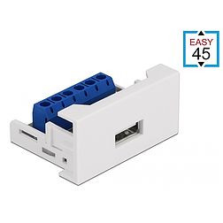 Delock Easy 45 modulos USB 2.0 A-típusú anya csatlakozó sorkapocs 22,5 x 45 mm-es (81343)