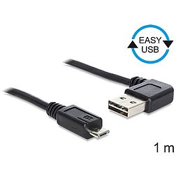 Delock EASY-USB 2.0 -A apa hajlított > USB 2.0 micro-B apa kábel, 1 m (83382)