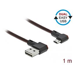 Delock EASY-USB 2.0 kábel A-típusú csatlakozódugó - EASY-USB Micro-B típusú csatlakozódugó, ívelt ba (85271)