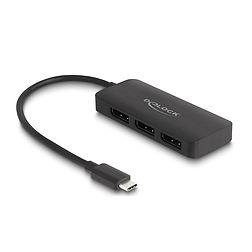 Delock Elosztó USB Type-C csatlakozóval (DP alternatív mód támogatás) 3 db. DisplayPort MST 4K 60 Hz (88041)