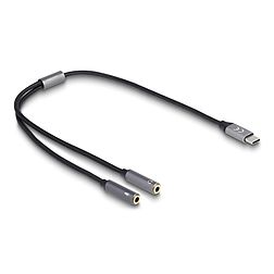 Delock Fejhallgató adapter USB Type-C apa DAC 24 Bit / 96 kHz Hi-Res - 2 db. 3,5 mm-es, 3 tűs sztereo jack anya (66616)