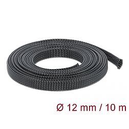 Delock Fonott kábelharisnya nyújtható 10 m x 12 mm fekete (18902)