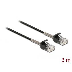 Delock Görbítés védelemmel ellátott kábel RJ45 apa - RJ45 apa Cat.6A, 3 m hosszú, fekete (87020)