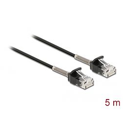 Delock Görbítés védelemmel ellátott kábel RJ45 apa - RJ45 apa Cat.6A, 5 m hosszú, fekete (87021)