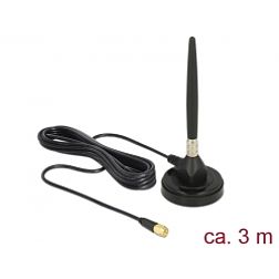 Delock GSM antenna SMA-dugó 3 dBi irányítatlan, rögzített, mágneses talppal és csatlakozókábellel (R (12421)