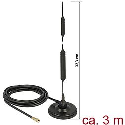 Delock GSM antenna SMA-dugó 5 dBi irányítatlan, rögzített, mágneses talppal és csatlakozókábellel (R (12418)