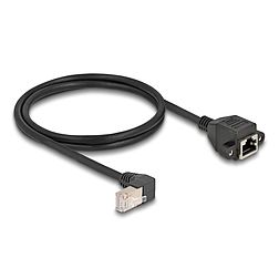 Delock Hálózat bővítő kábel S/FTP RJ45 apa 90 hajlított - RJ45 beépített anya Cat.6A 1 m fekete (80311)