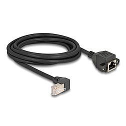 Delock Hálózat bővítő kábel S/FTP RJ45 apa 90 hajlított - RJ45 beépített anya Cat.6A 3 m fekete (80313)