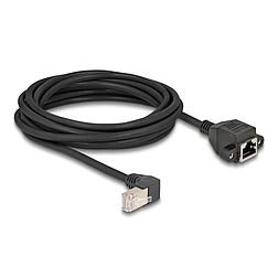 Delock Hálózat bővítő kábel S/FTP RJ45 apa 90 hajlított - RJ45 beépített anya Cat.6A 5 m fekete (80314)