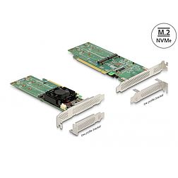 Delock PCI Express x16 Card - 4 x belső NVMe M.2 M-kulcs - alacsony profilú formatényező (90078)