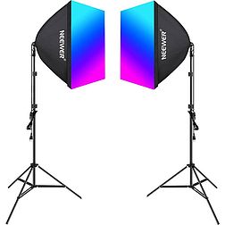 Kit Neewer NK800 két softbox + izzók RGB 24W 2700-6500K + állványok + barndoors (B0CF55TW5J)