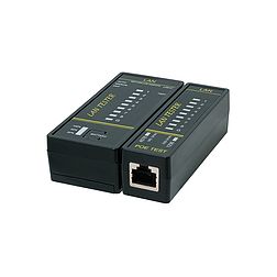 Logilink Mini LAN-teszter RJ45, RJ12 és RJ11 kábelekhez, távoli egységgel és PoE keresővel (WZ0080)