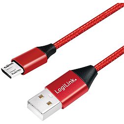 Logilink USB 2.0 Cable, AM to Micro BM, red, 0.3m (CU0151)