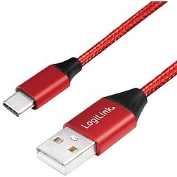 Logilink USB 2.0 Cable, AM to USB-C , red, 1m (CU0148)
