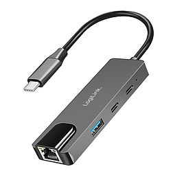 Logilink USB 3.2 Gen 1 hub, 3 portos, 2,5G Gigabit Ethernet adapterrel, térszürke (UA0432)