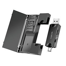 Logilink USB 3.2 Gen1 kártyaolvasó SD- és microSD-kártyákhoz, memóriakártya-tárolóval (CR0049)