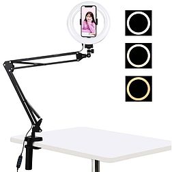 Puluz Ring lámpa / asztali állvány LED klipsszel 20 cm vlog / stream PKT3089B telefonhoz