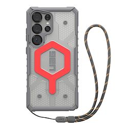 UAG Pathfinder Clear Magnet mágneses tok és csuklópánt Samsung Galaxy S25 Ultra 5G-hez - szürke/piros