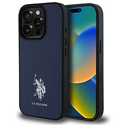 US Polo USHCP15XPGEV iPhone 15 Pro Max 6.7" sötétkék bőr hímzett DH színben