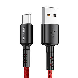 USB-USB-C kábel Vipfan X02, 3A, 1,8m, piros (X02TC-1.8m-red)