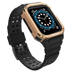 Védőszíjszíj tokkal Apple Watch 7 / SE (41/40 / 38 mm) tokkal, páncélozott óraburkolattal, fekete