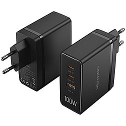 Vention FEGB0-EU 2xUSB-C 1xUSB-A 100W/100W/30W GaN hálózati töltő (fekete)