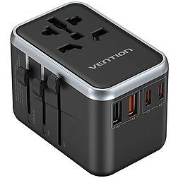 Vention FJFB0 GaN 2xUSB-C 2xUSB-A univerzális utazási adapter 65W (fekete)