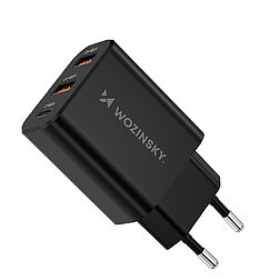 Wozinsky CWCUCB 30W USB-C / 2 x USB-A fali töltő - fekete
